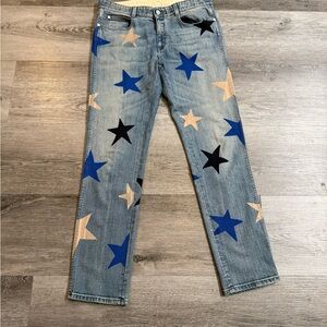 Stella McCartney Blue and Black Star Straight Leg Jeans